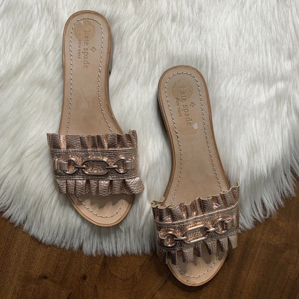 Kate Spade Size 8 Rose Gold Beau Slide Sandal Flat